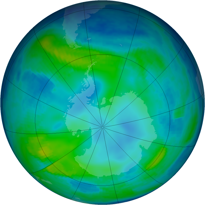 Antarctic ozone map for 16 May 1997